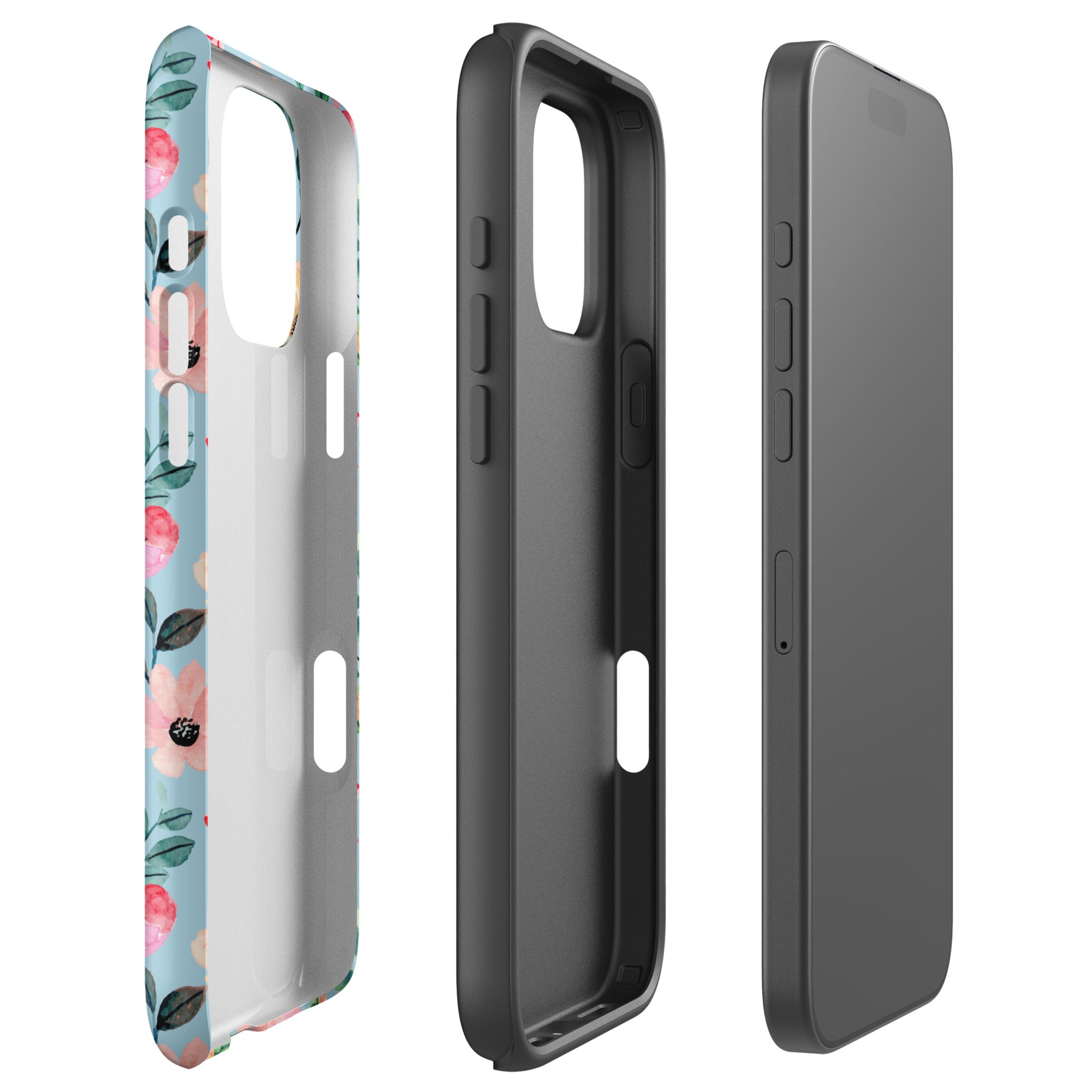 Sky Blue Floral Dream Tough Case for iPhone