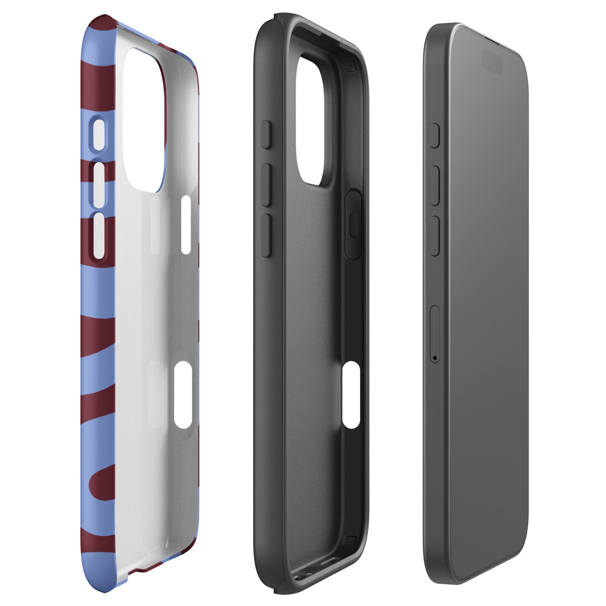 Burgundy Blue Abstract Wave Tough Case for iPhone