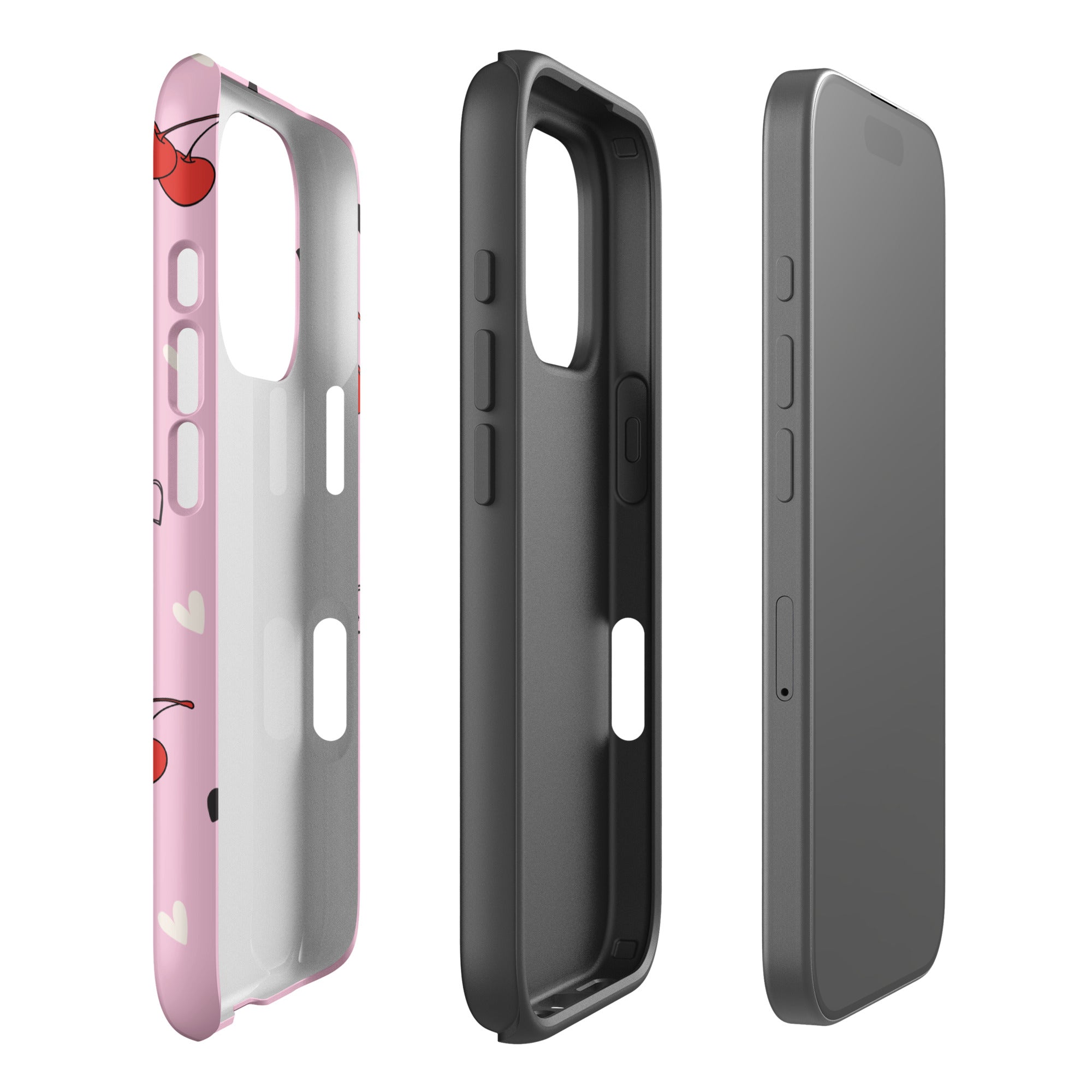 Pink Cherry Skulls & Bats Tough Case for iPhone