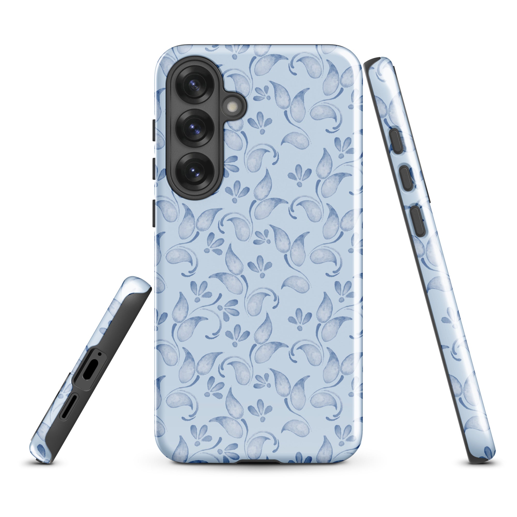 Blue Watercolor Floral Tough Case for Samsung