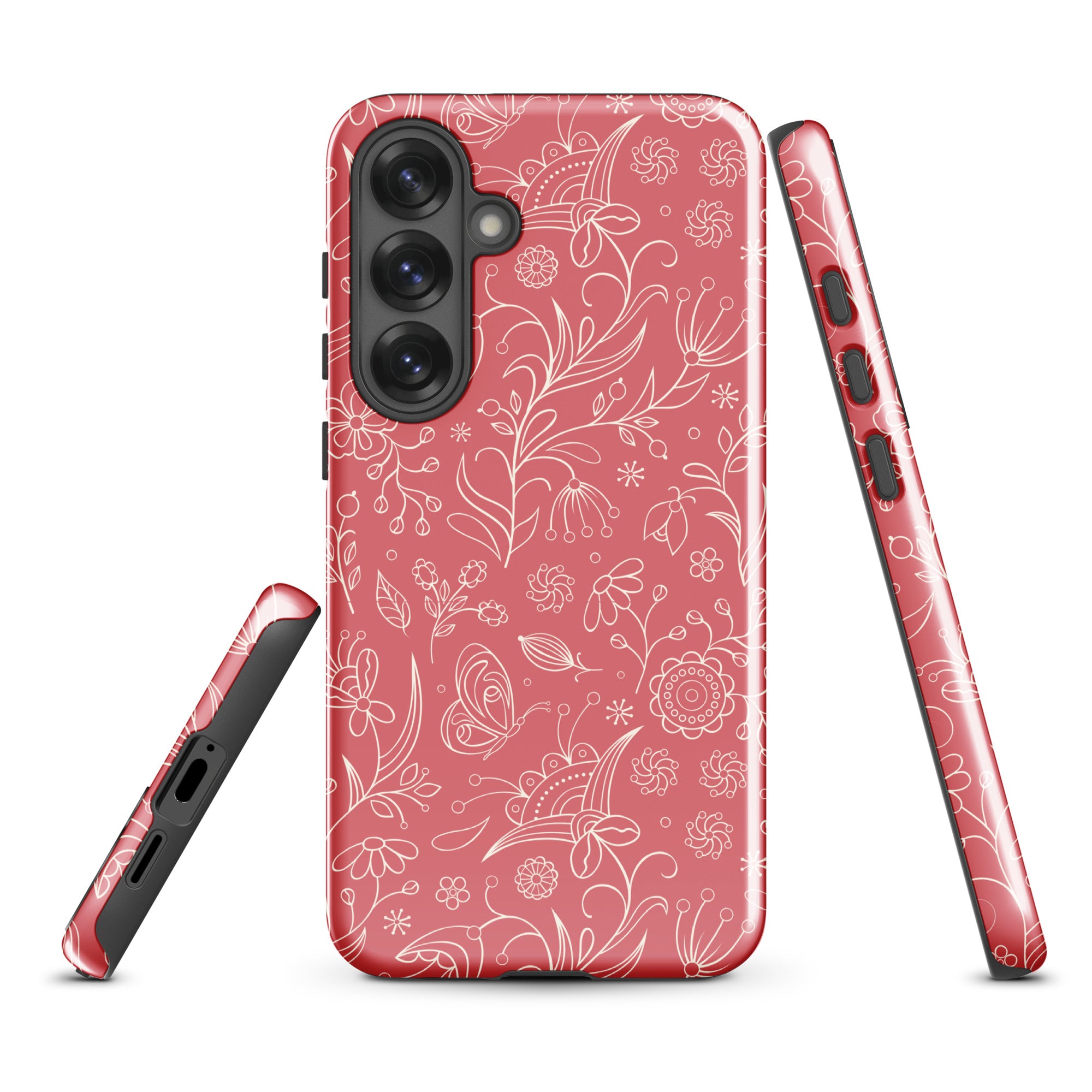 Coral Floral Sketch Tough Case for Samsung