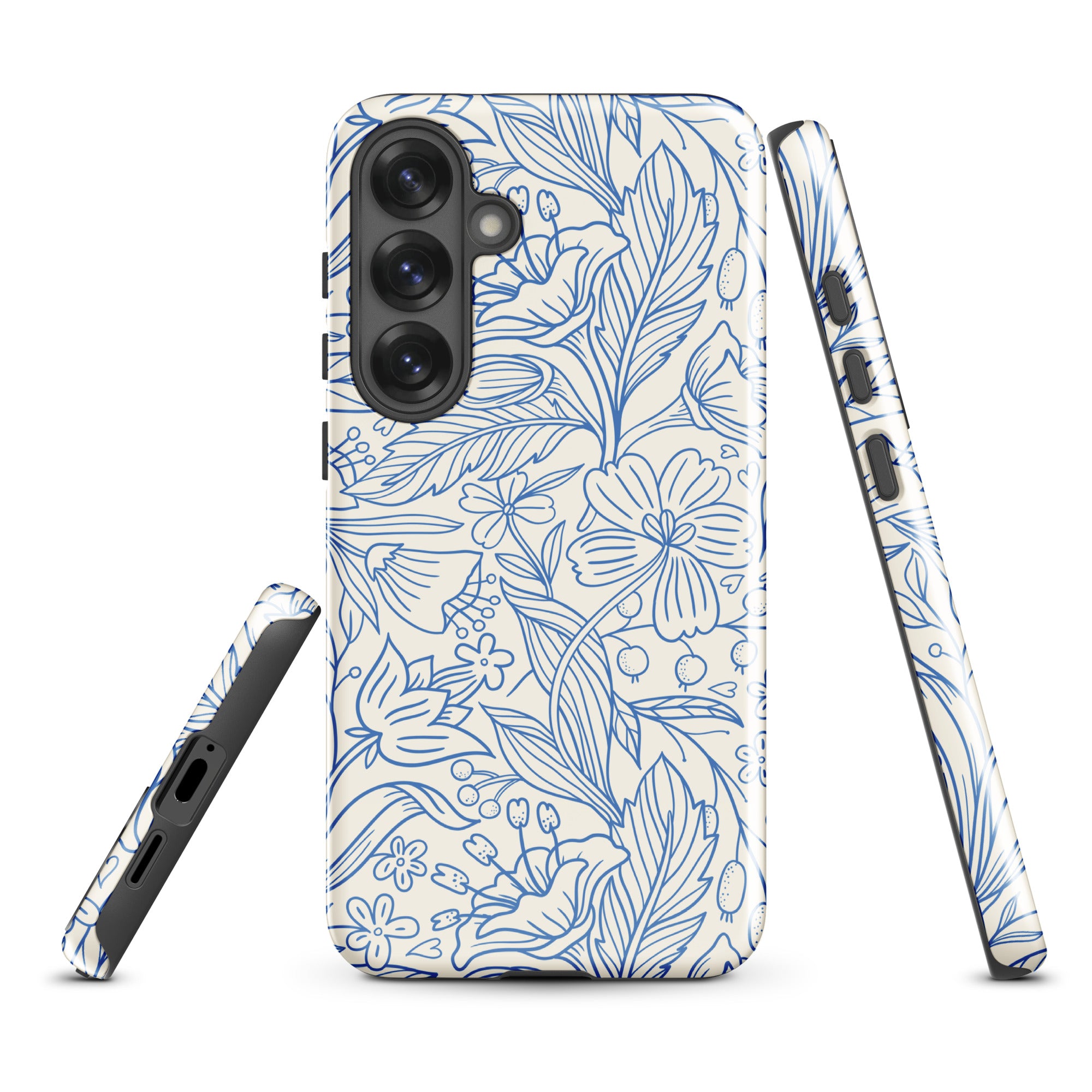 Blue Botanical Line Art Tough Case for Samsung