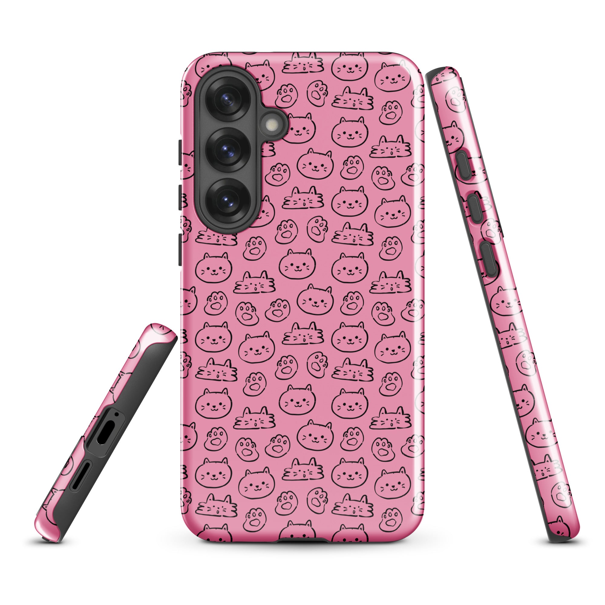 Pink Cat Pattern Tough Case for Samsung