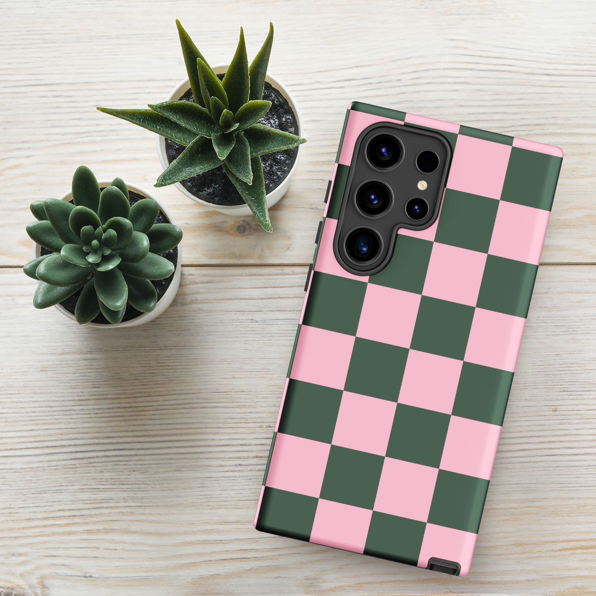 Blush Pink Sage Checkerboard Tough Case for Samsung