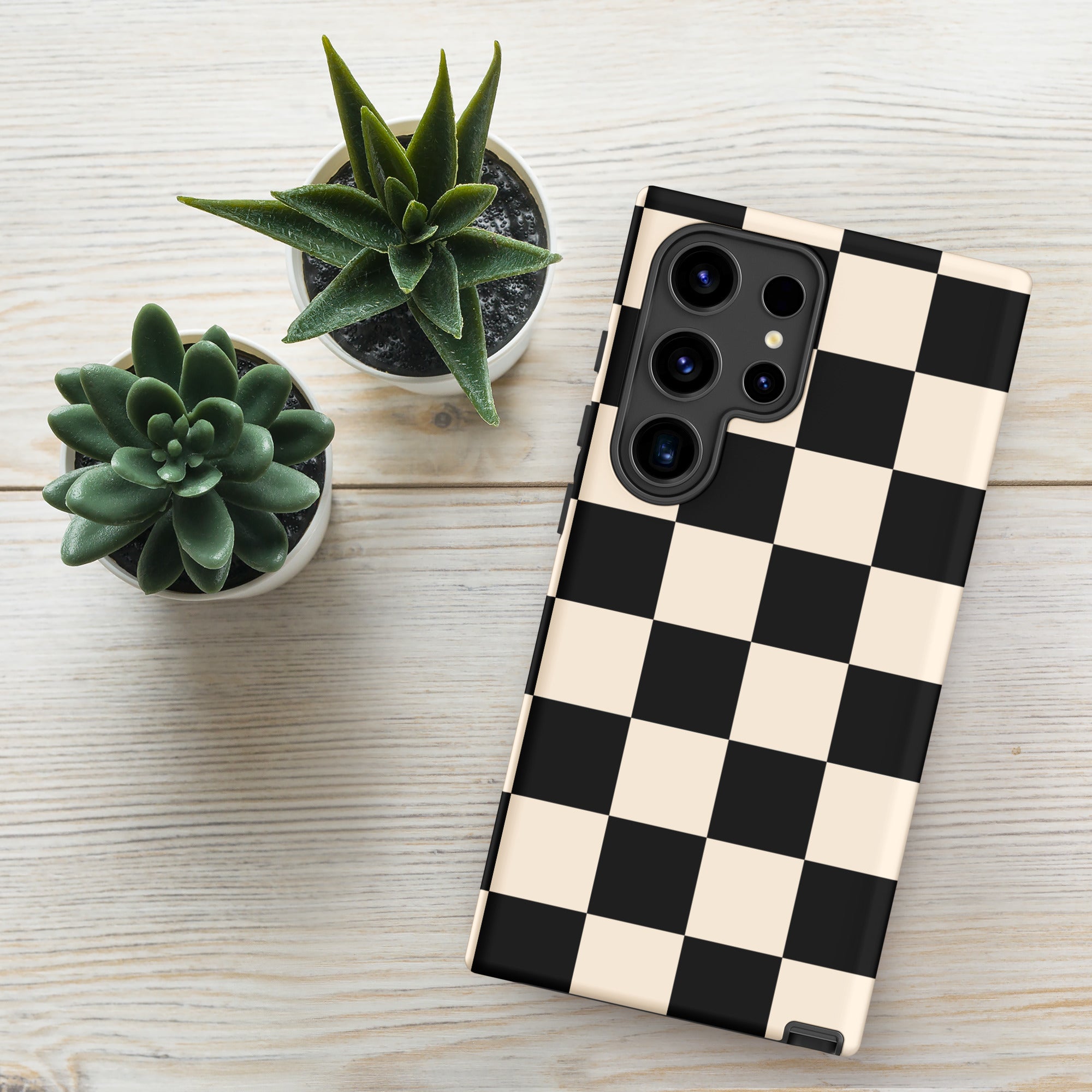 Black Cream Checkerboard Tough Case for Samsung