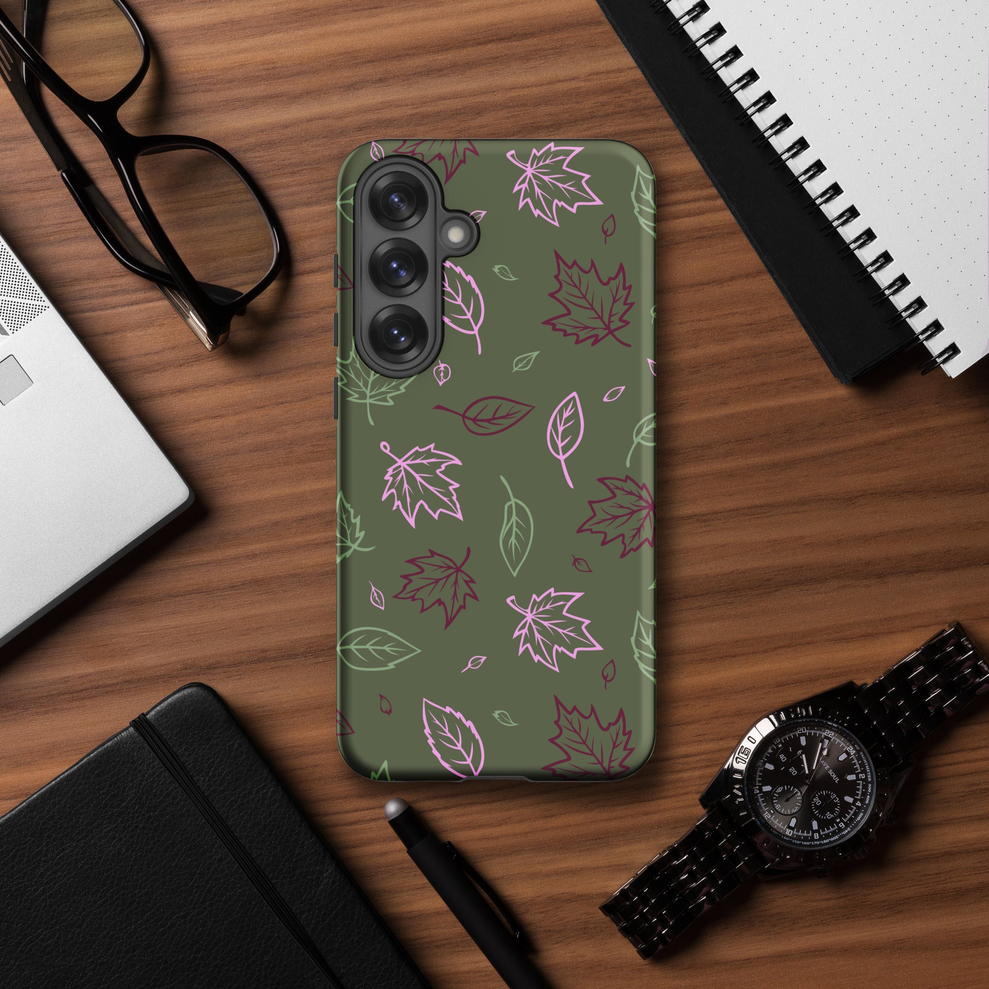 Olive Green Autumn Leaves Tough Case for Samsung