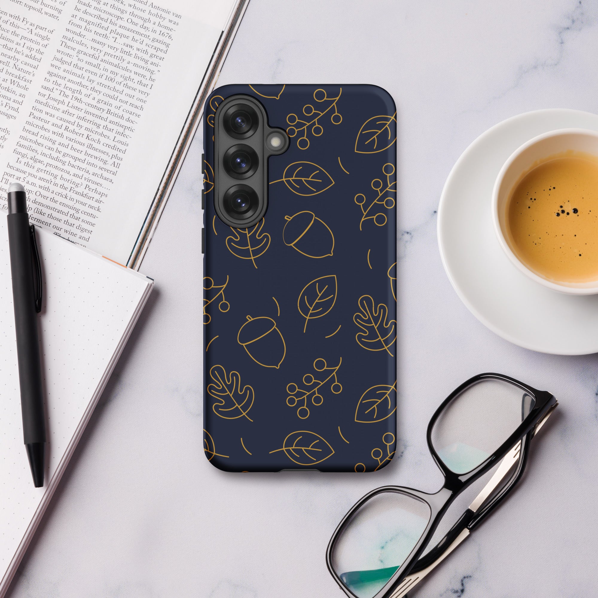 Navy Acorn Leaf Tough Case for Samsung