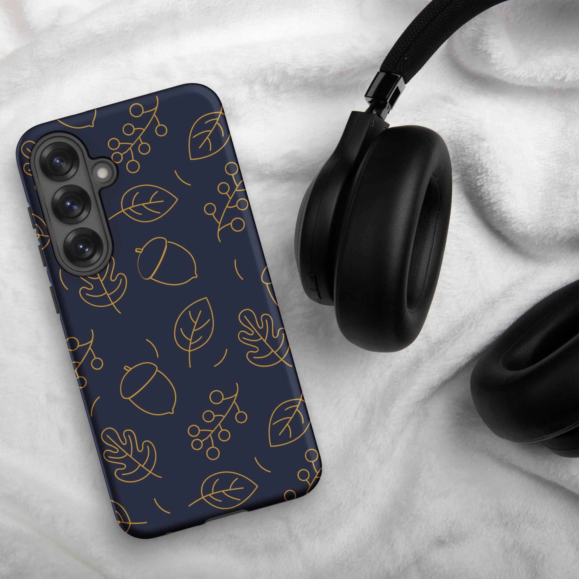 Navy Acorn Leaf Tough Case for Samsung