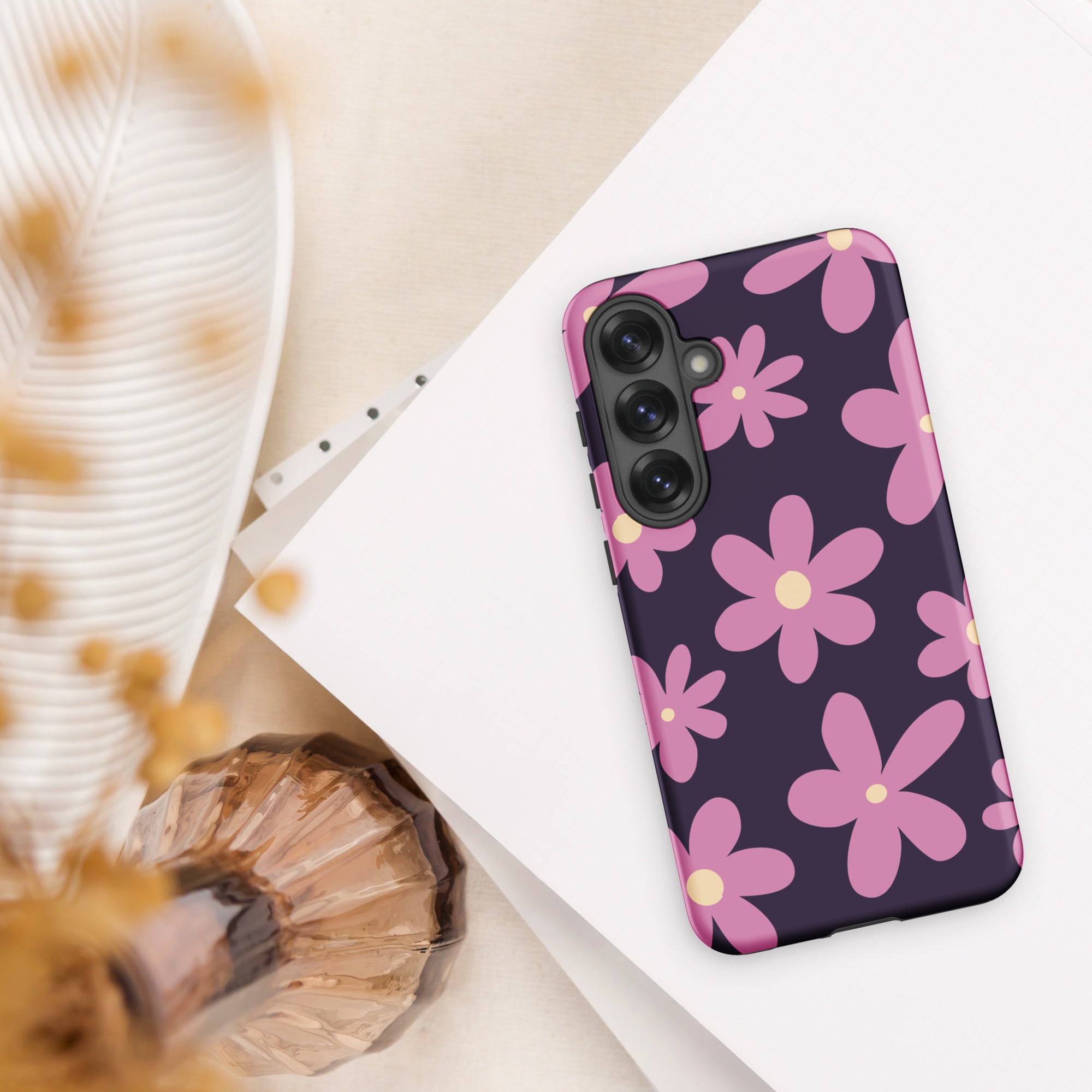 Retro Purple Daisy Tough Case for Samsung