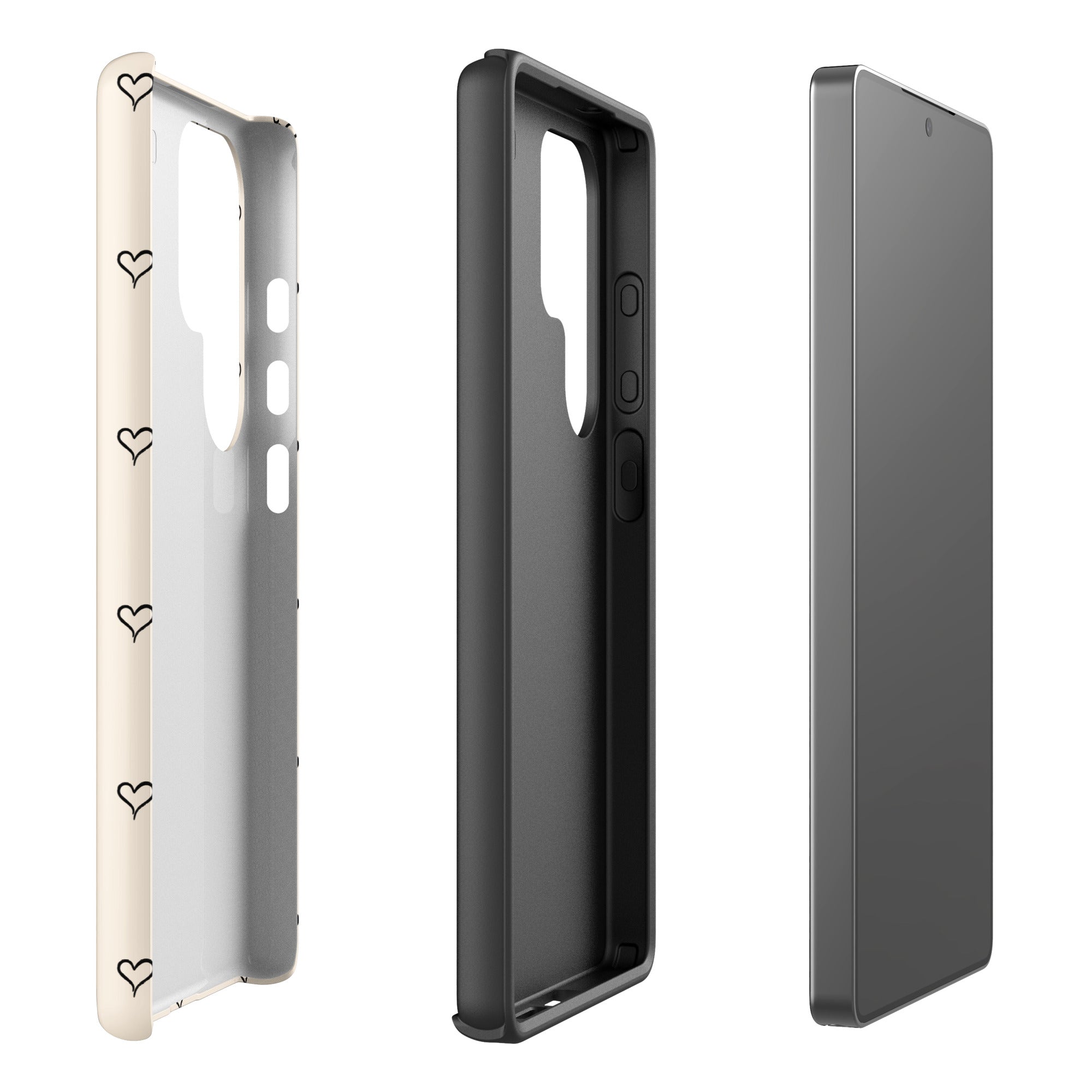 Soft Cream Minimal Heart Outline Tough Case for Samsung