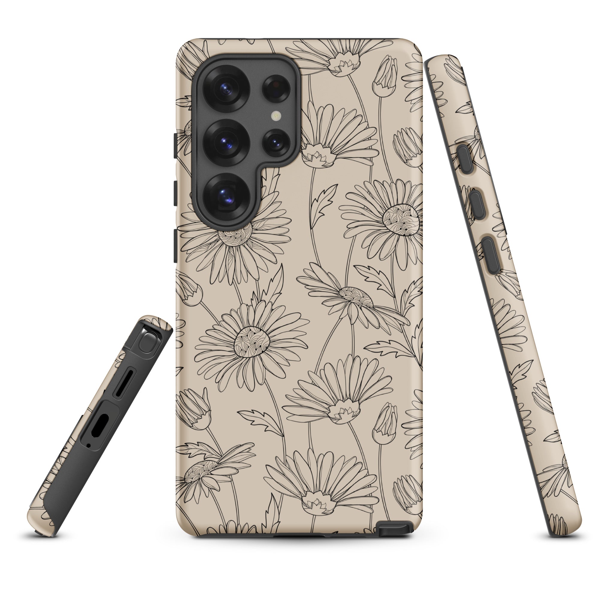 Beige Daisy Floral Tough Case for Samsung