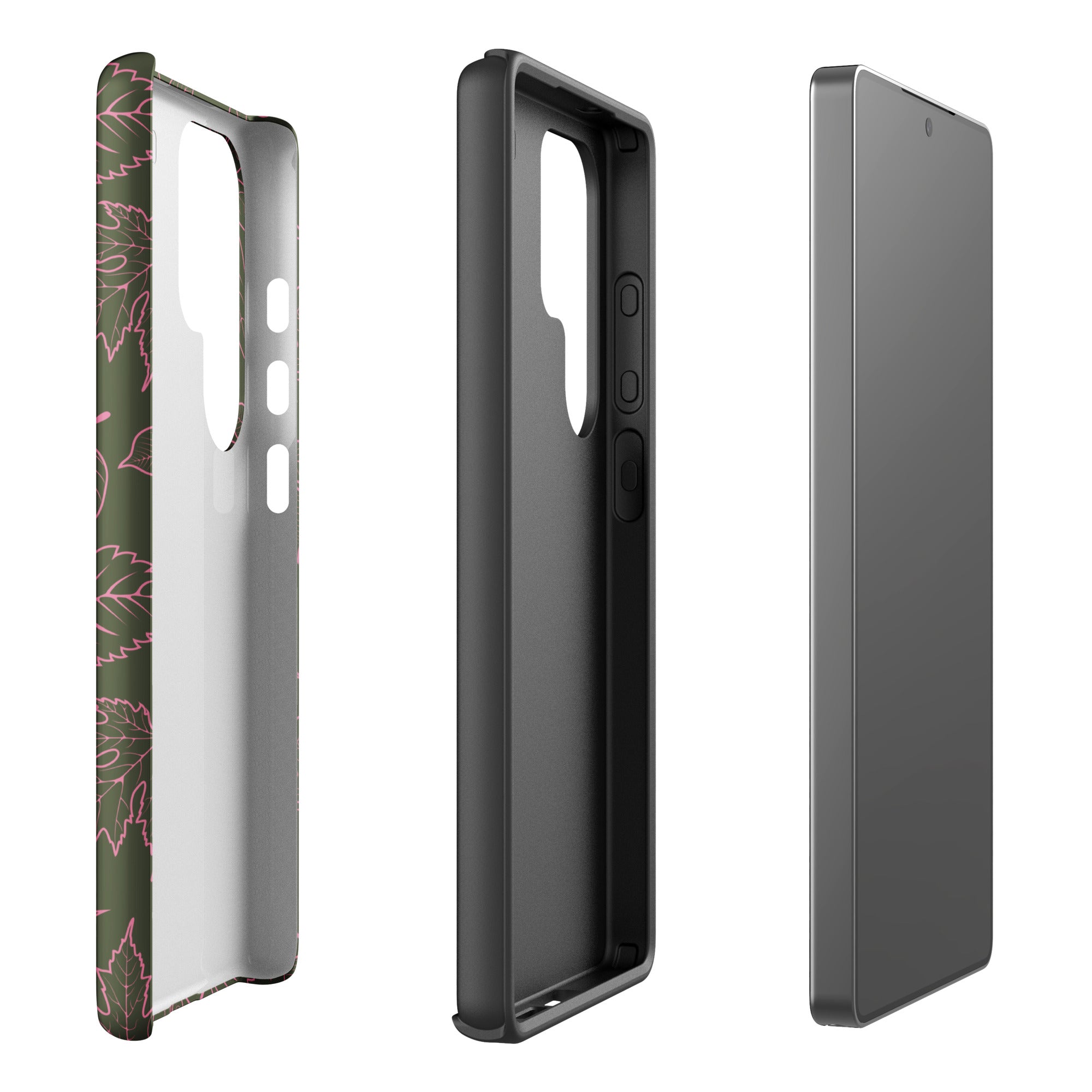 Pink on Olive Leaf Pattern Tough Case for Samsung