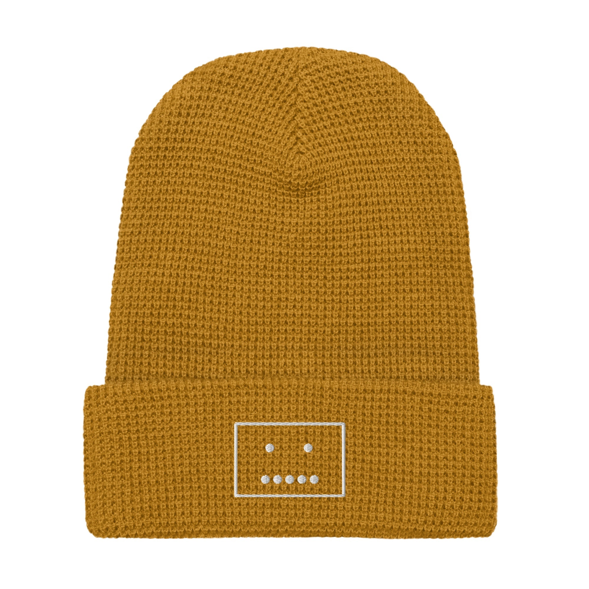 Waffle Smiley Beanie – Neutral Charm Edition