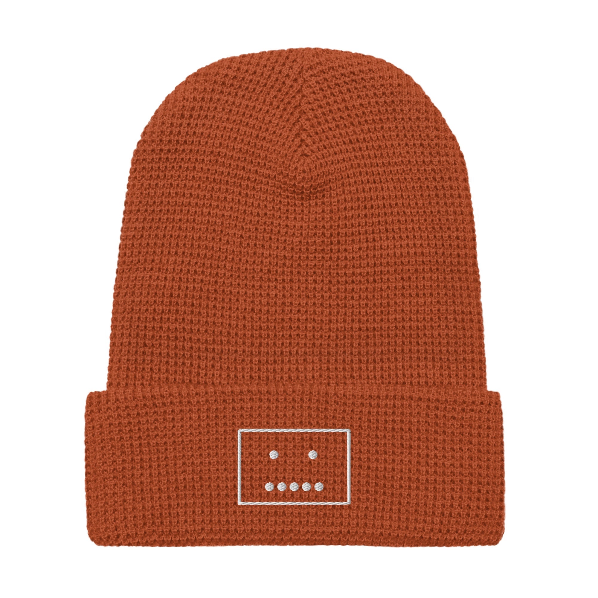 Waffle Smiley Beanie – Neutral Charm Edition
