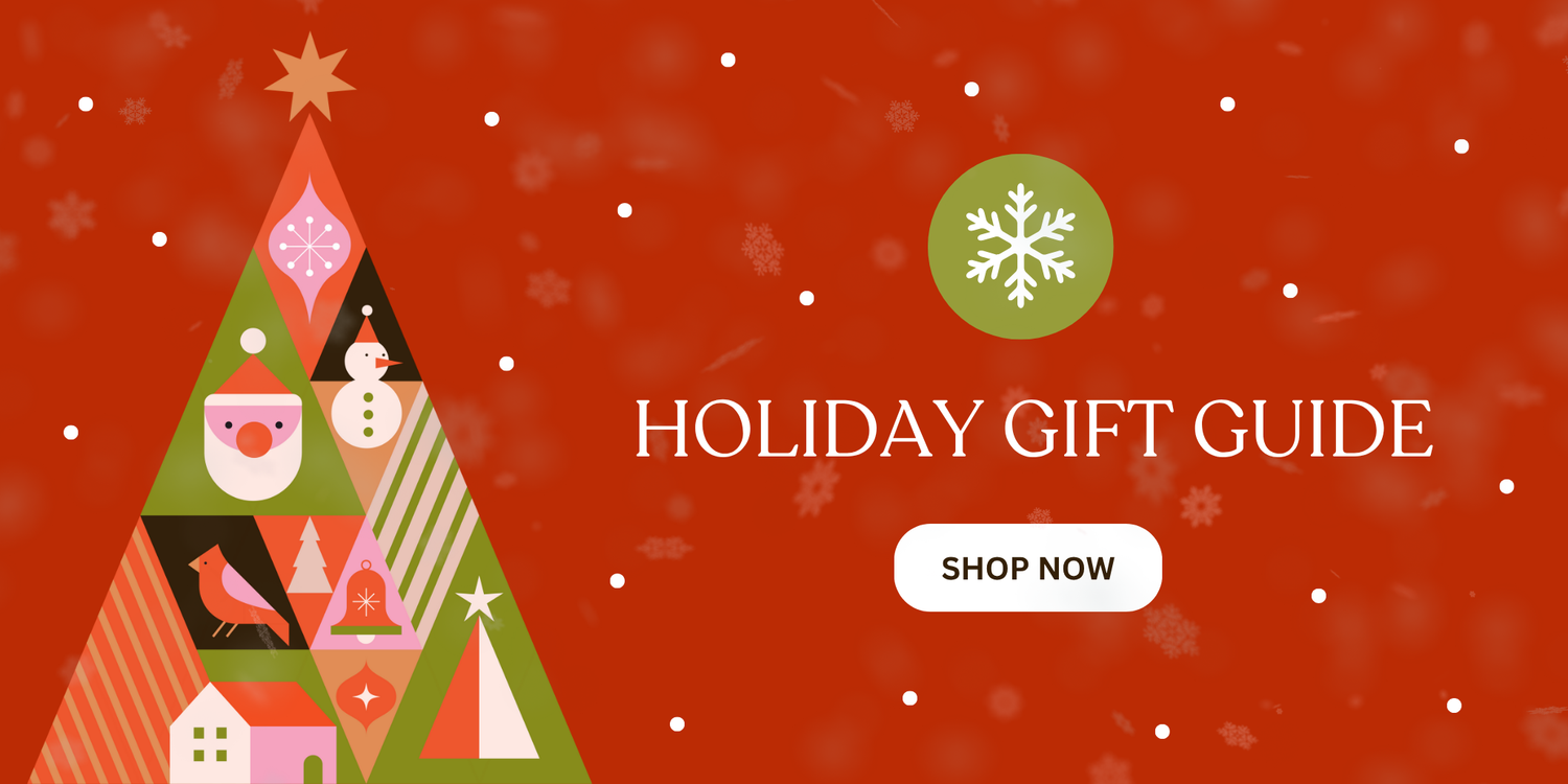 Cozy holiday gift list graphic promoting Zoe + Zelda sustainable phone cases and accessories.