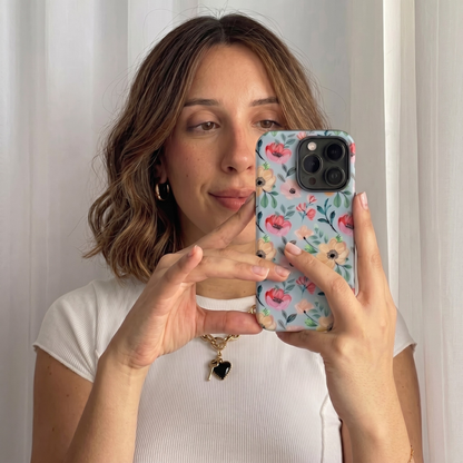 Sky Blue Floral Dream Tough Case for iPhone