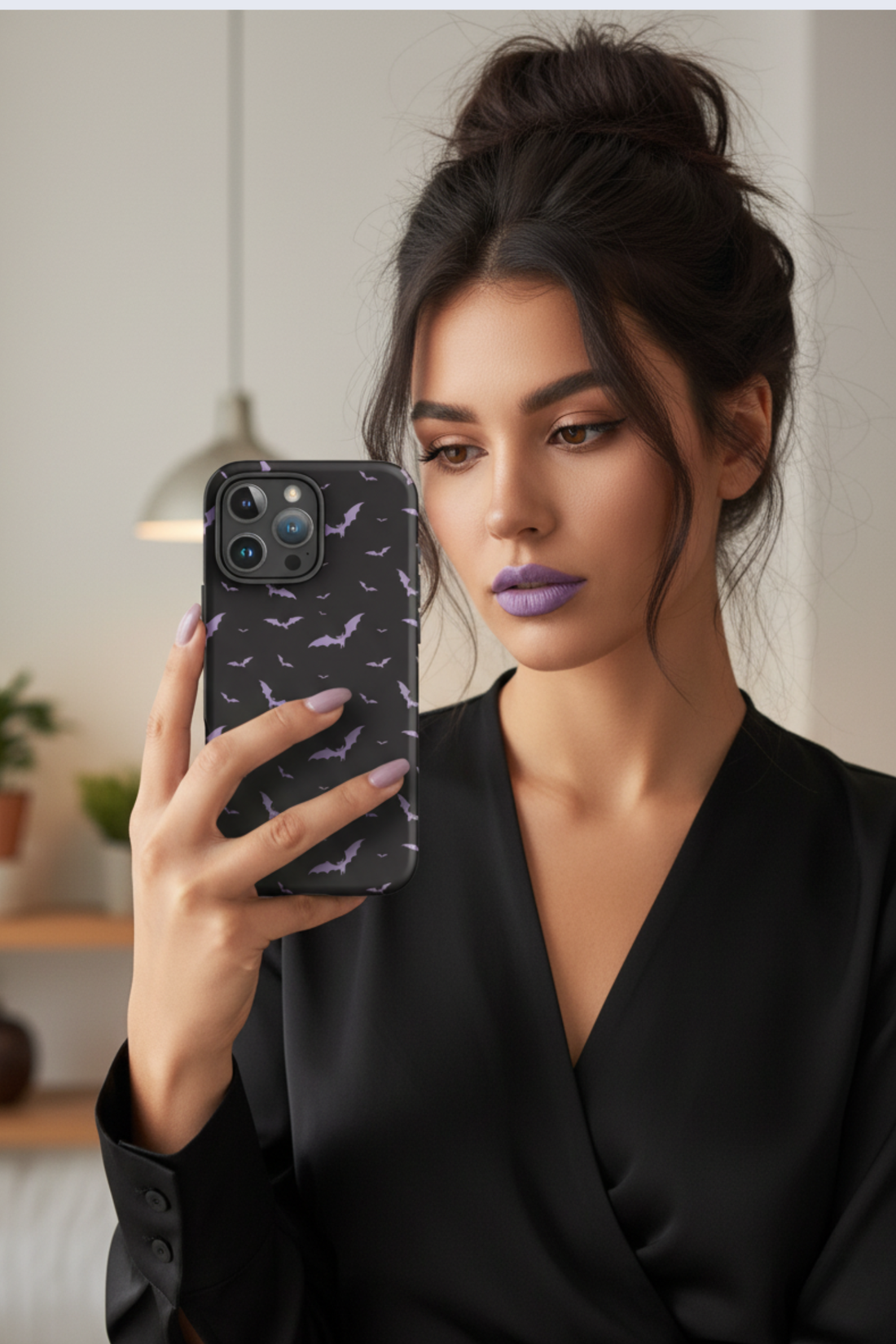 Black &amp; Purple Bats Tough Case for iPhone