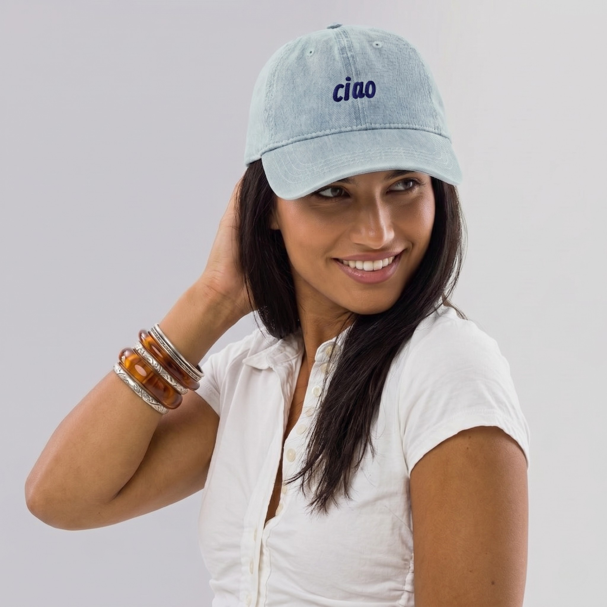 Ciao Light Blue Denim Baseball  Hat