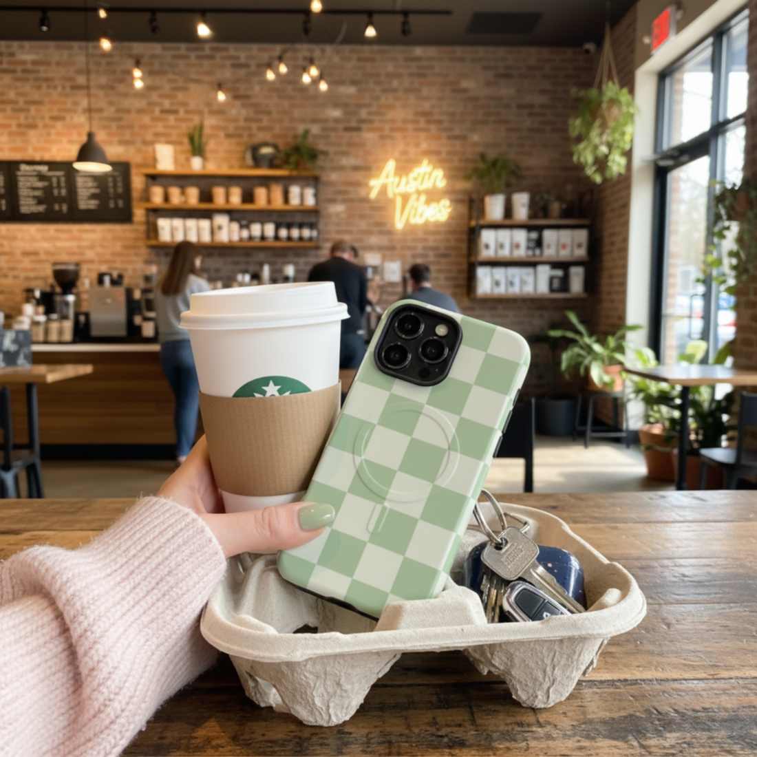 Sage Checkerboard MagSafe Tough Case for iPhone