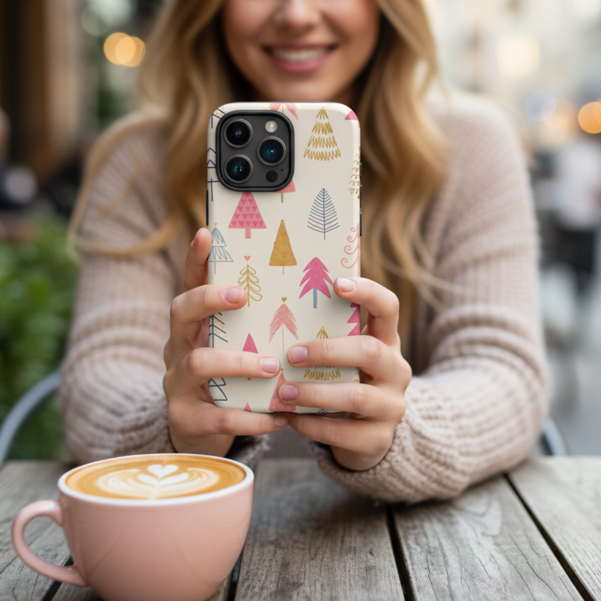 Pastel Holiday Trees Tough Case for iPhone