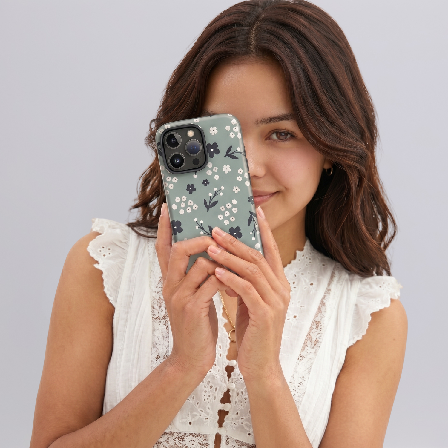Sage Floral Pattern Tough Case for iPhone