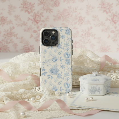 Vintage Blue Floral MagSafe Tough Case for iPhone