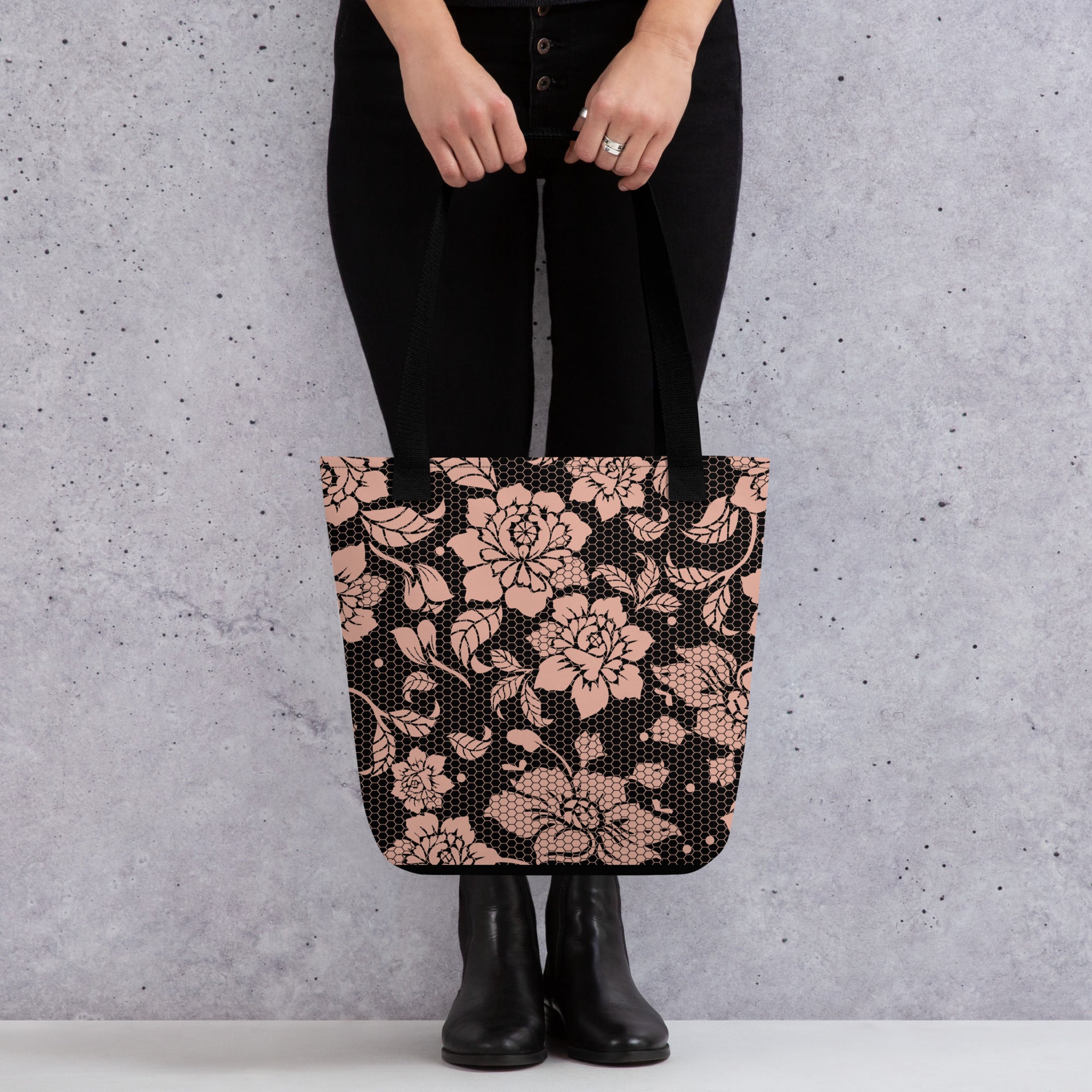 Vintage Rose Lace Tote