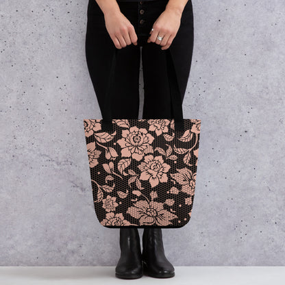 Vintage Rose Lace Tote