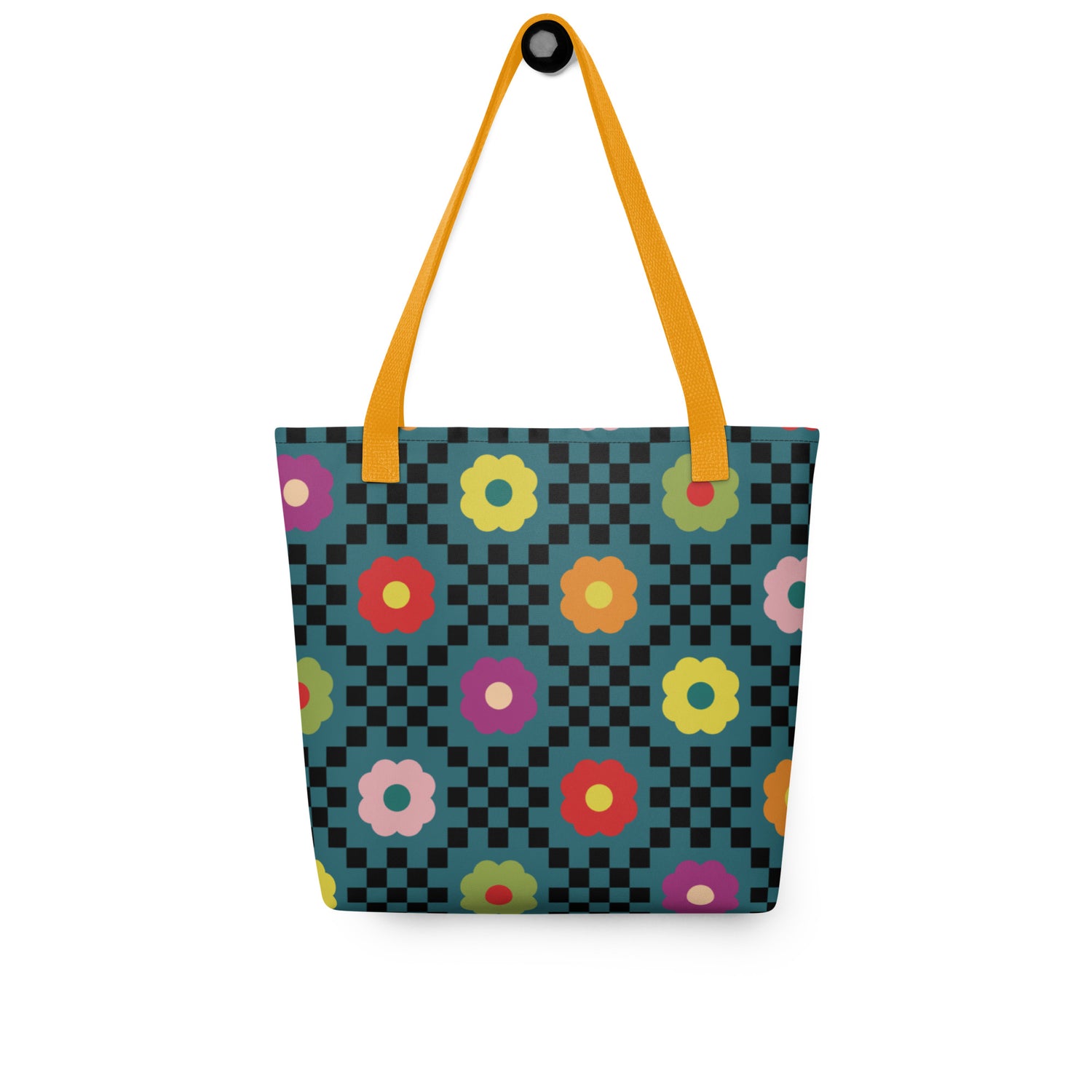 Checkered Bloom Tote Bag
