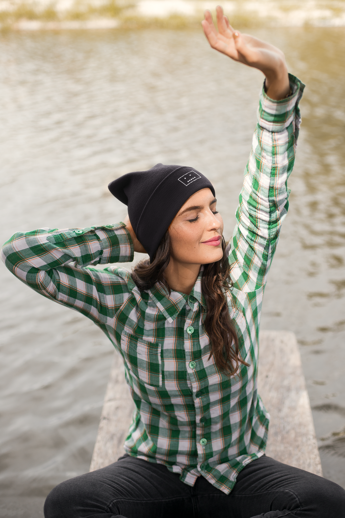 Waffle Smiley Beanie – Neutral Charm Edition