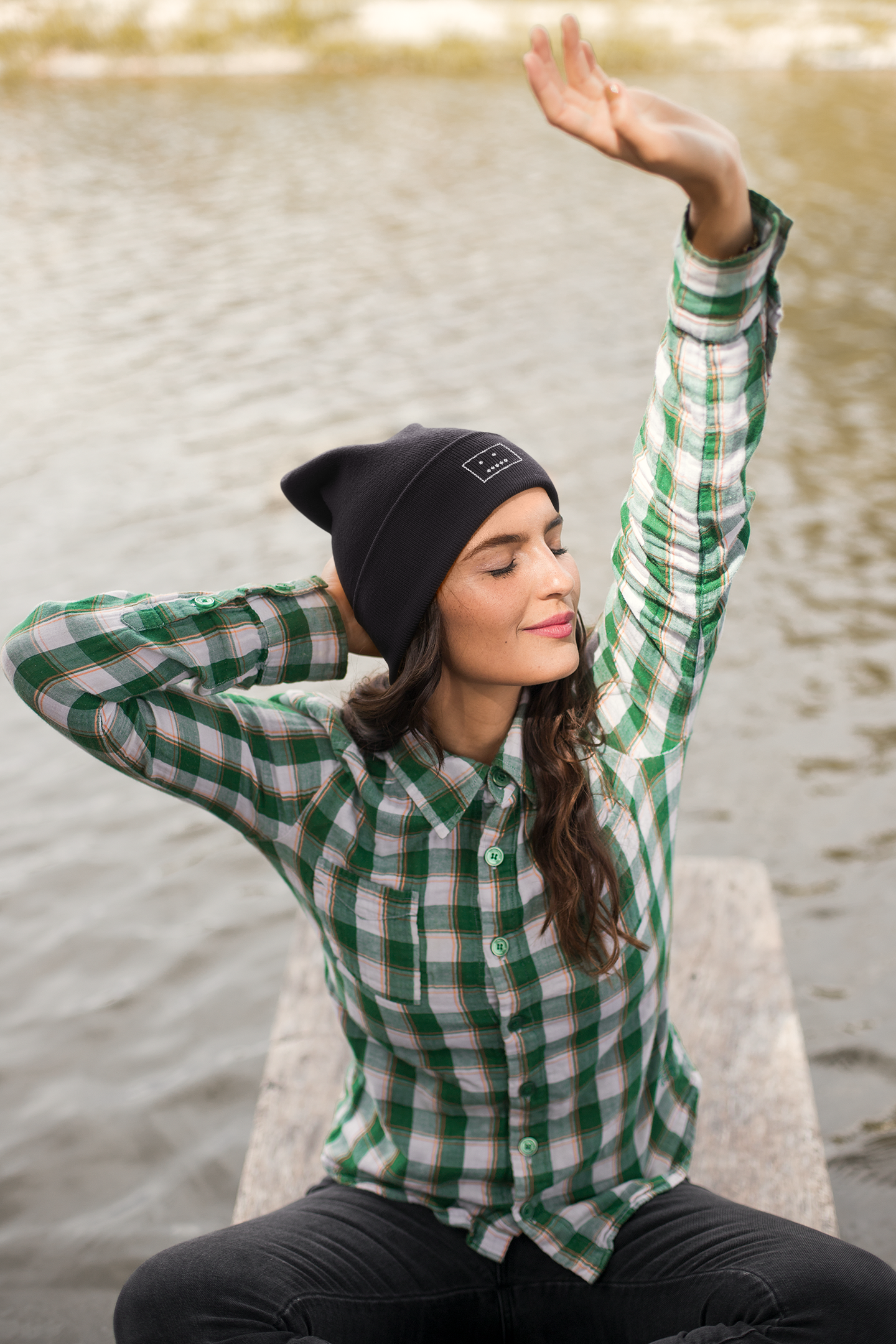 Waffle Smiley Beanie – Neutral Charm Edition