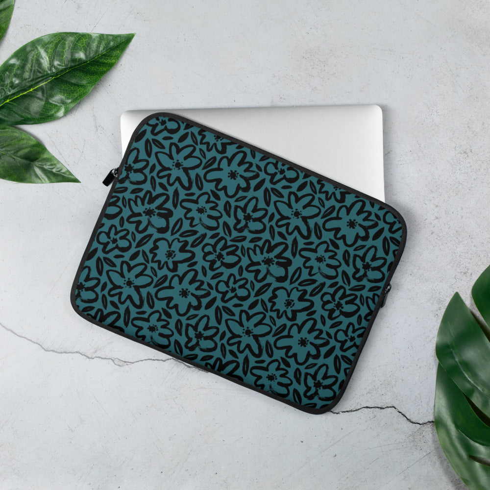 Teal Blossom Laptop Sleeve