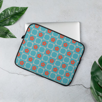 Retro Floral Grid Laptop Sleeve