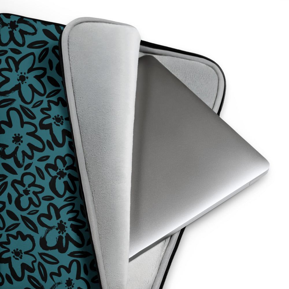 Teal Blossom Laptop Sleeve