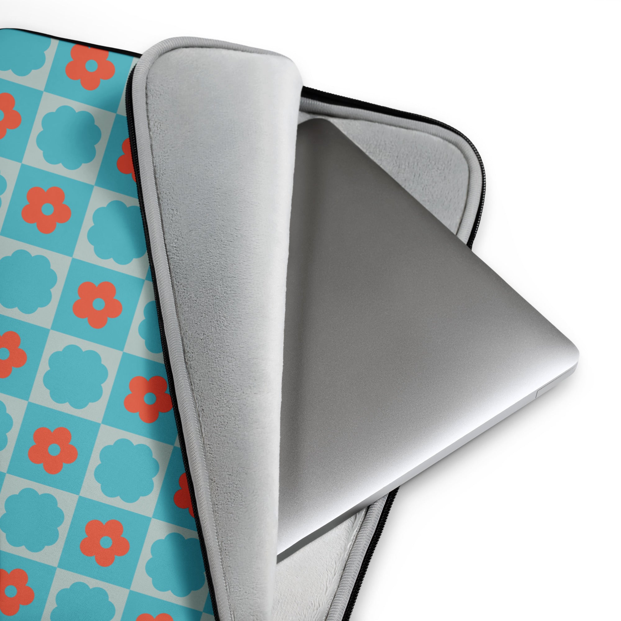 Retro Floral Grid Laptop Sleeve
