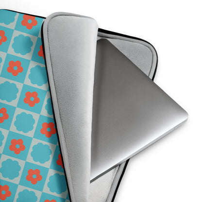Retro Floral Grid Laptop Sleeve