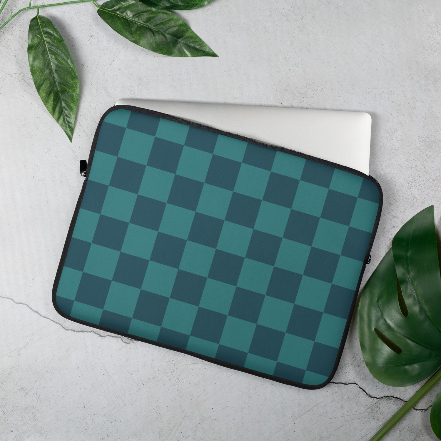 Teal Checkered Laptop Sleeve