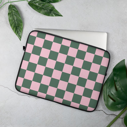 Pink Green Checkered Laptop Sleeve