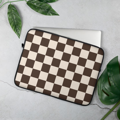 Brown Beige Checkered Laptop Sleeve