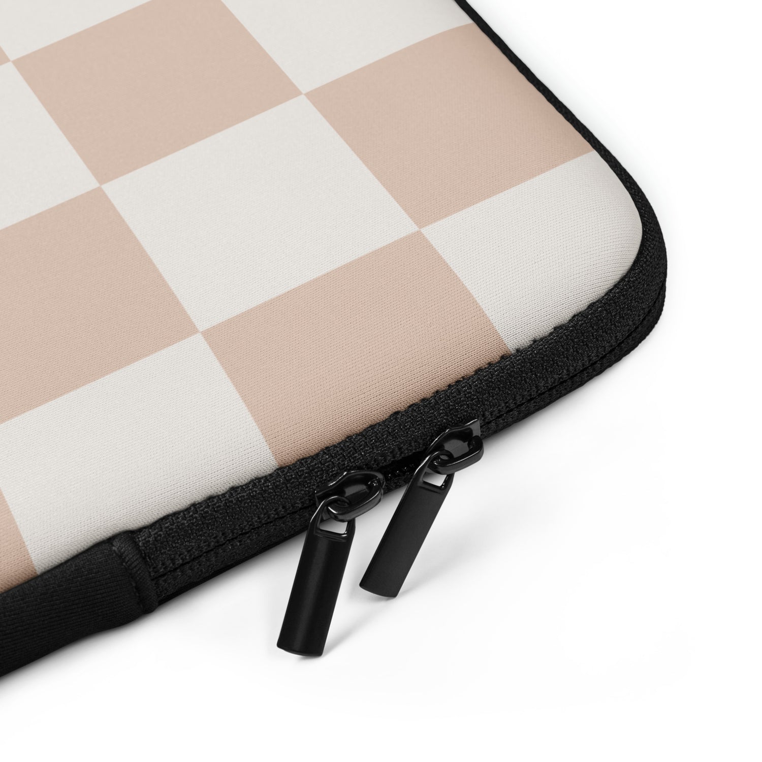 Beige and Ivory Checkered Laptop Sleeve