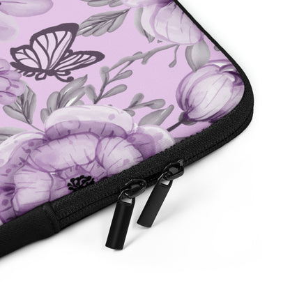 Purple Floral Butterfly Laptop Sleeve