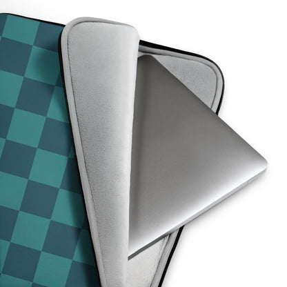 Teal Checkered Laptop Sleeve