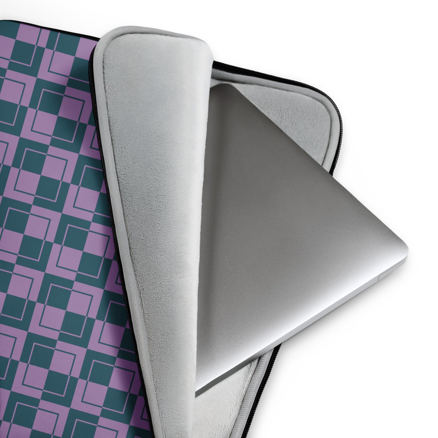 Purple Teal Checkered Laptop Sleeve