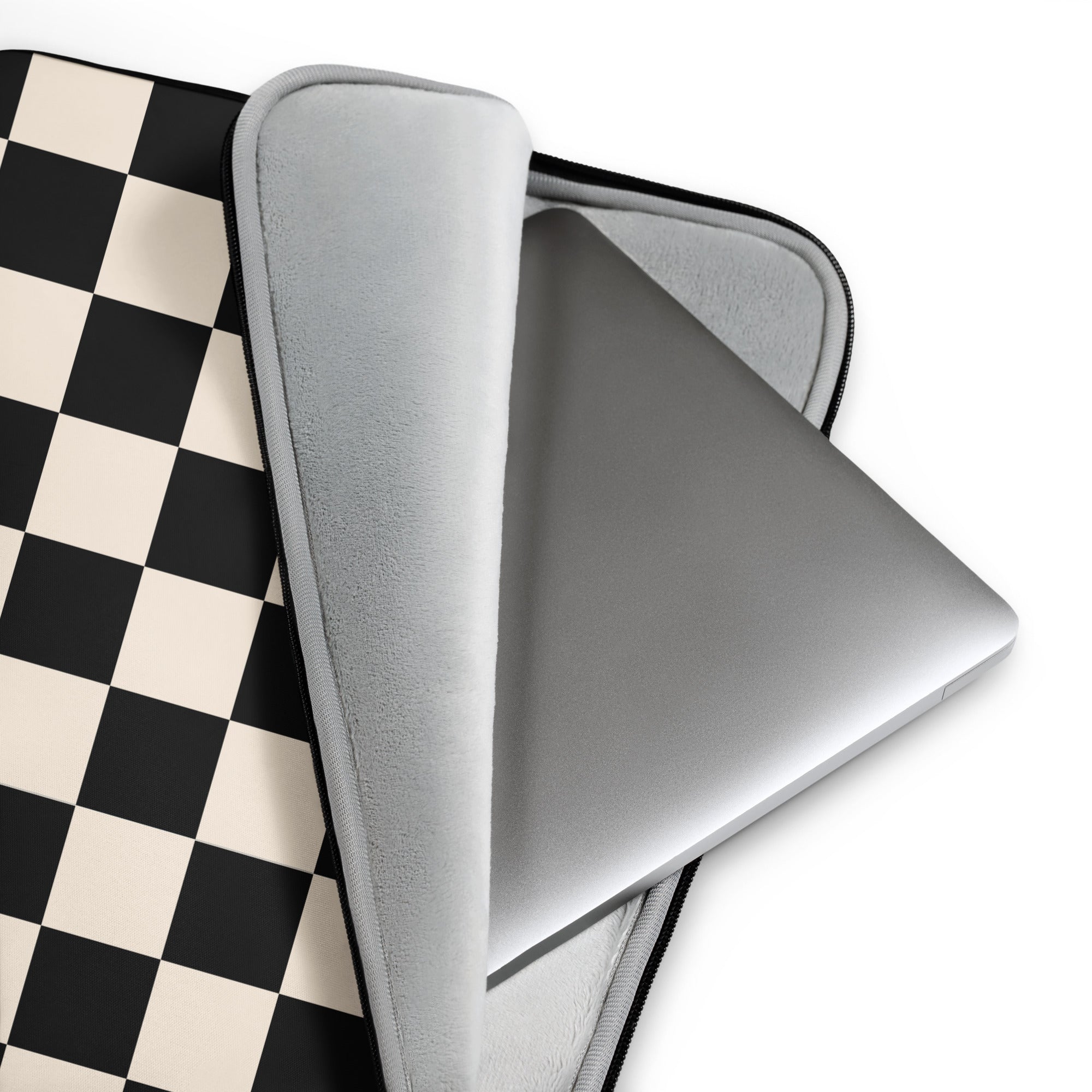 Black Beige Checkered Laptop Sleeve