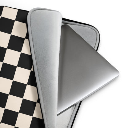 Black Beige Checkered Laptop Sleeve