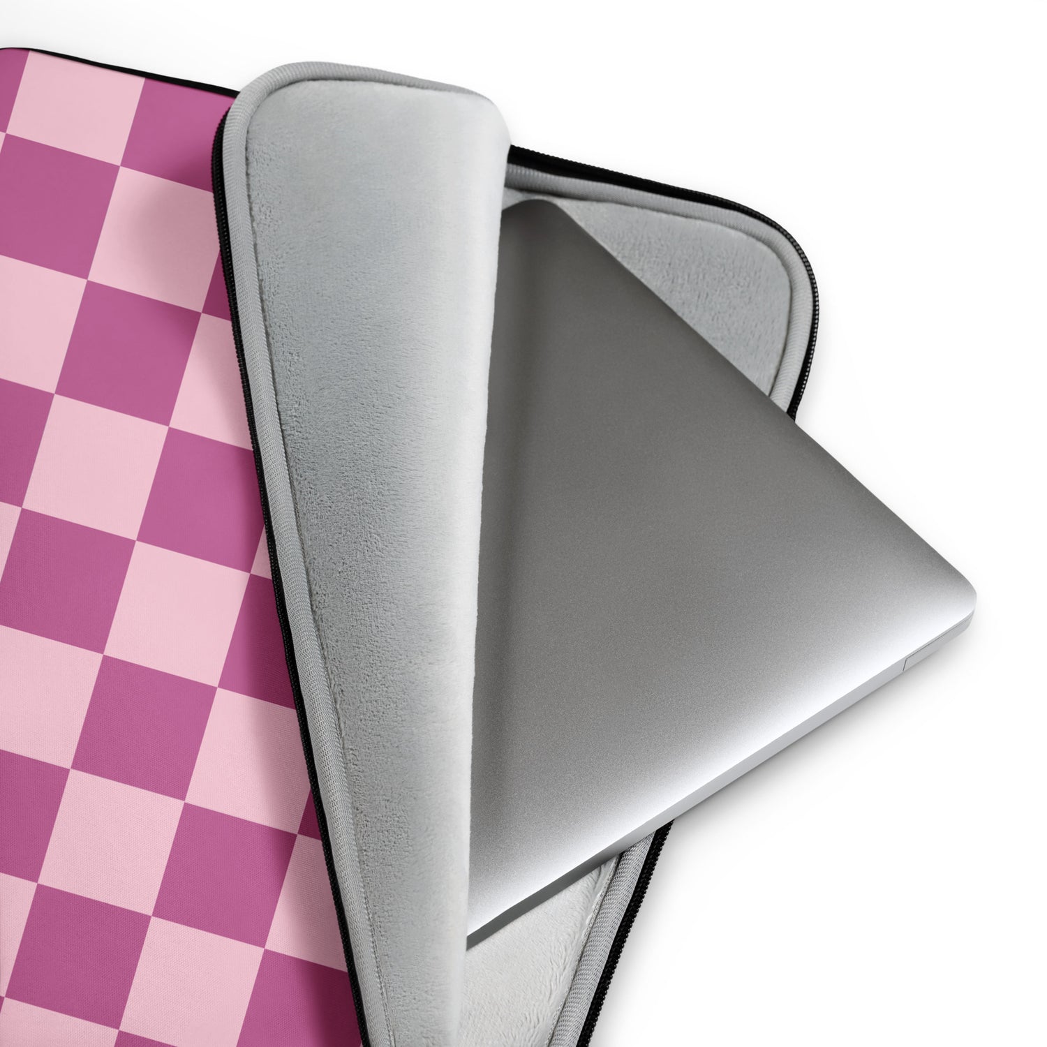 Pink Checkered Laptop Sleeve