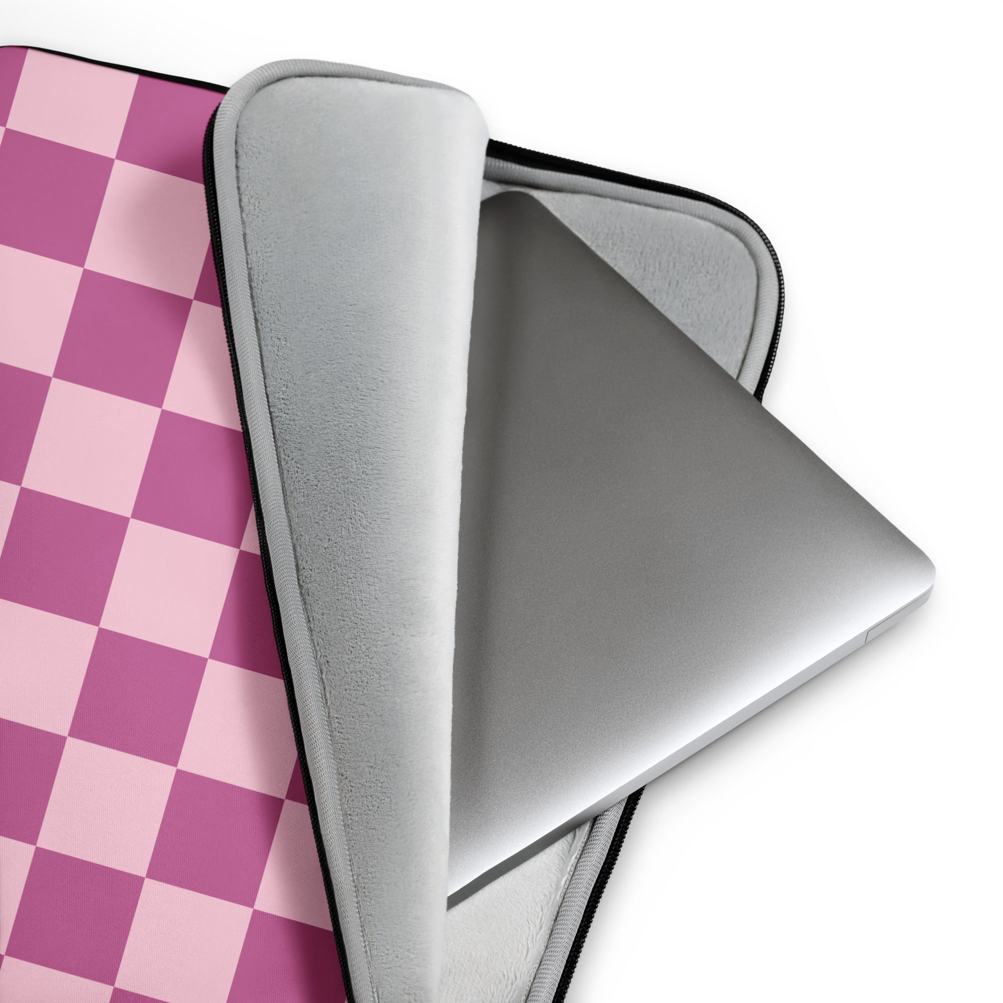 Pink Checkered Laptop Sleeve
