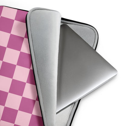 Pink Checkered Laptop Sleeve