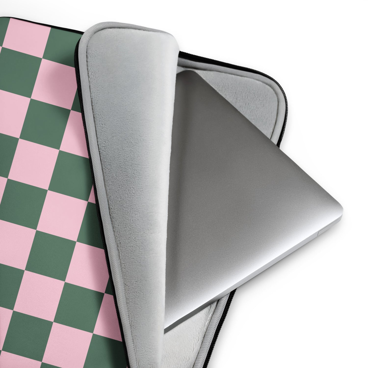 Pink Green Checkered Laptop Sleeve