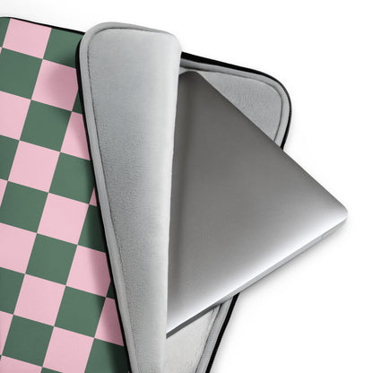 Pink Green Checkered Laptop Sleeve